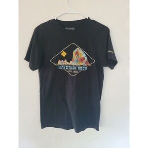 Columbia Haystack Rock‎ Graphic T-Shirt Mens Short Sleeve Black Size Small #11